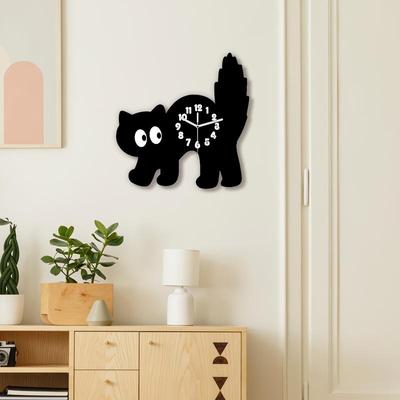 Cat Clock Vintage Living Room Acrylic Timepiece Non Ticking Funny Cat Clock For Kitchen Studio Living Room Nursery Classroom