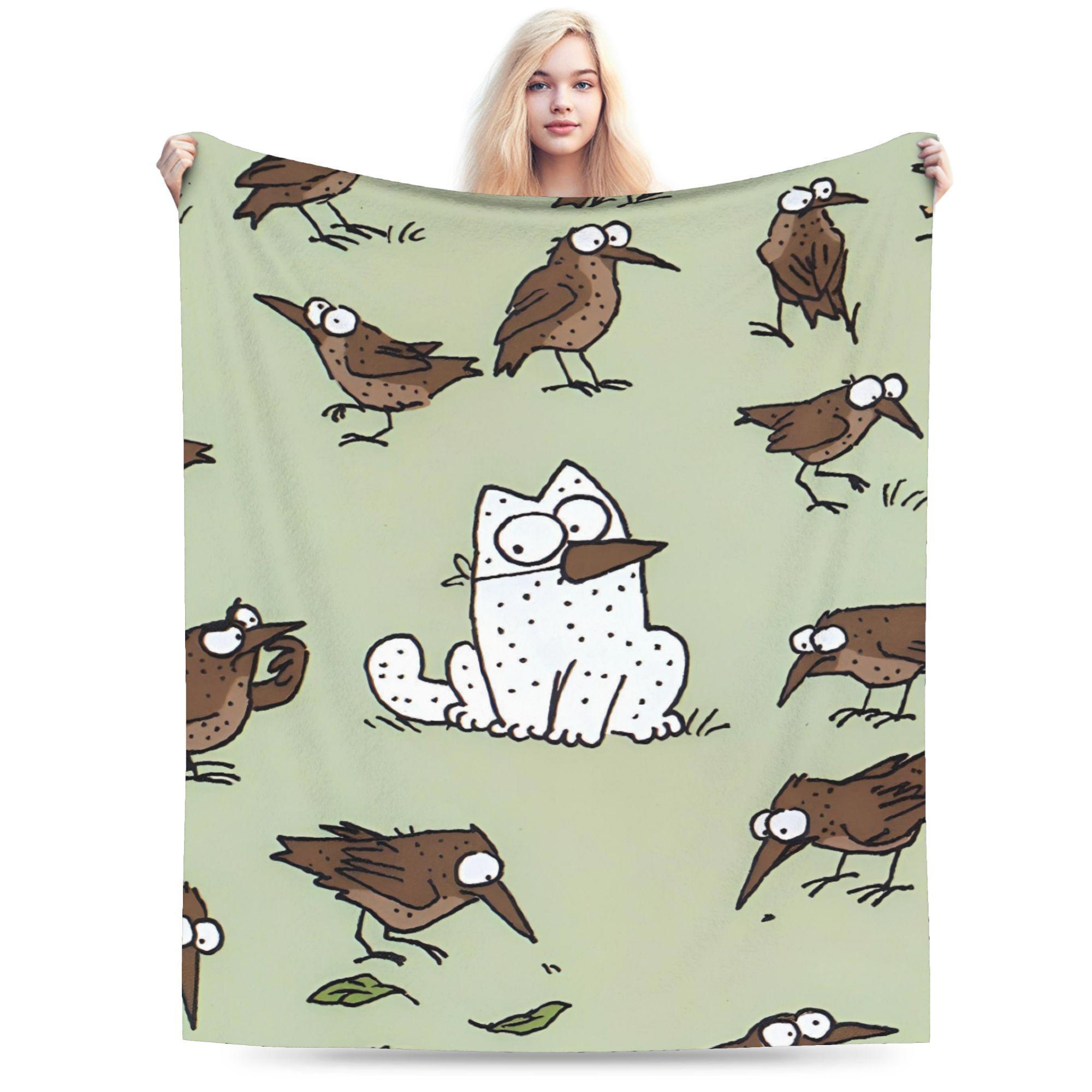 

Simons Cat Plush Blankets Child Flannel Bedding Throws For Outdoor Super Warm Custom DIY Quality Bedspread Birthday Gift 75cmx90cm