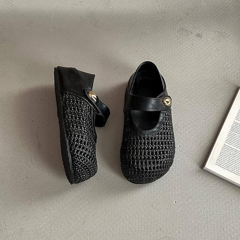 Stylish, simple and versatile hollowed-out thick-soled Mary Jane shoes for women's 2025 summer new breathable and refreshing outer single shoes