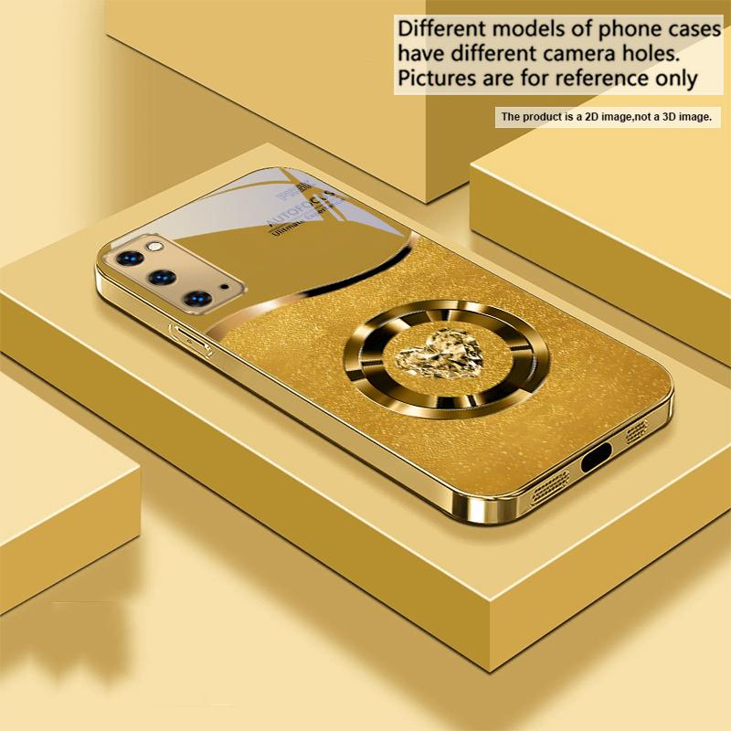 Brilliant Golden Ring For Samsung Galaxy S20 FE S21 S22 S23 Plus S24 Ultra 25Ultra S21+ S9+ S22Plus Golden Glass Phone Case