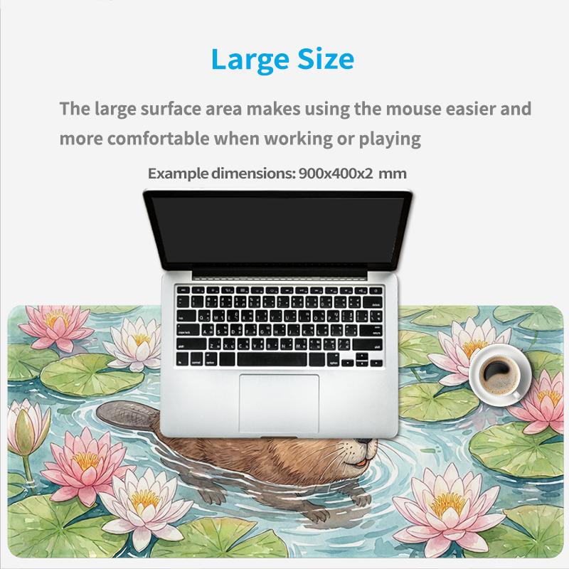 Mouse Pad Cute Capybara Lotus Gaming Printon Demand HD Computer Large Mousepad XXL Playmat Non-Slip Office Soft Gaming Laptop