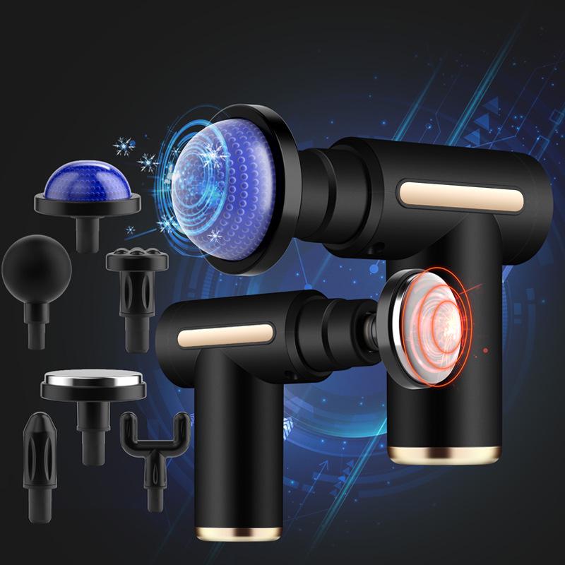 

Mini Electric Massage Gun with Hot & Cold Compress and LCD for Muscle Relaxation and Neck Massage 750 Standard 1200mAh 4 Heads 6 Speeds Button зелений