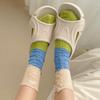 Women Men Ripped Destroyed Crew Socks Harajuku Personality Hollow-Out Holes Tassel Colorblock Cotton Calf High Socks