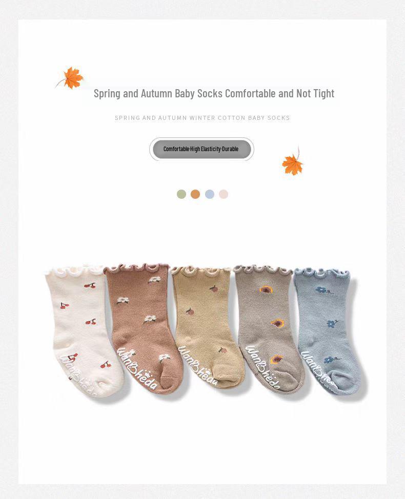 Baumwoll-Babysocken für Neugeborene bis 1 Jahr - Dünn, Lockerer Bund, Wadenhoch, für Frühling & Herbst
