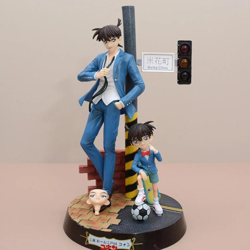 Statue Figure Model Detective Conan Gk Prize Kudo Shinichi Edogawa Interchangeable Head Anime Beika Chou Scene Collectible Poseable Articulated Scale