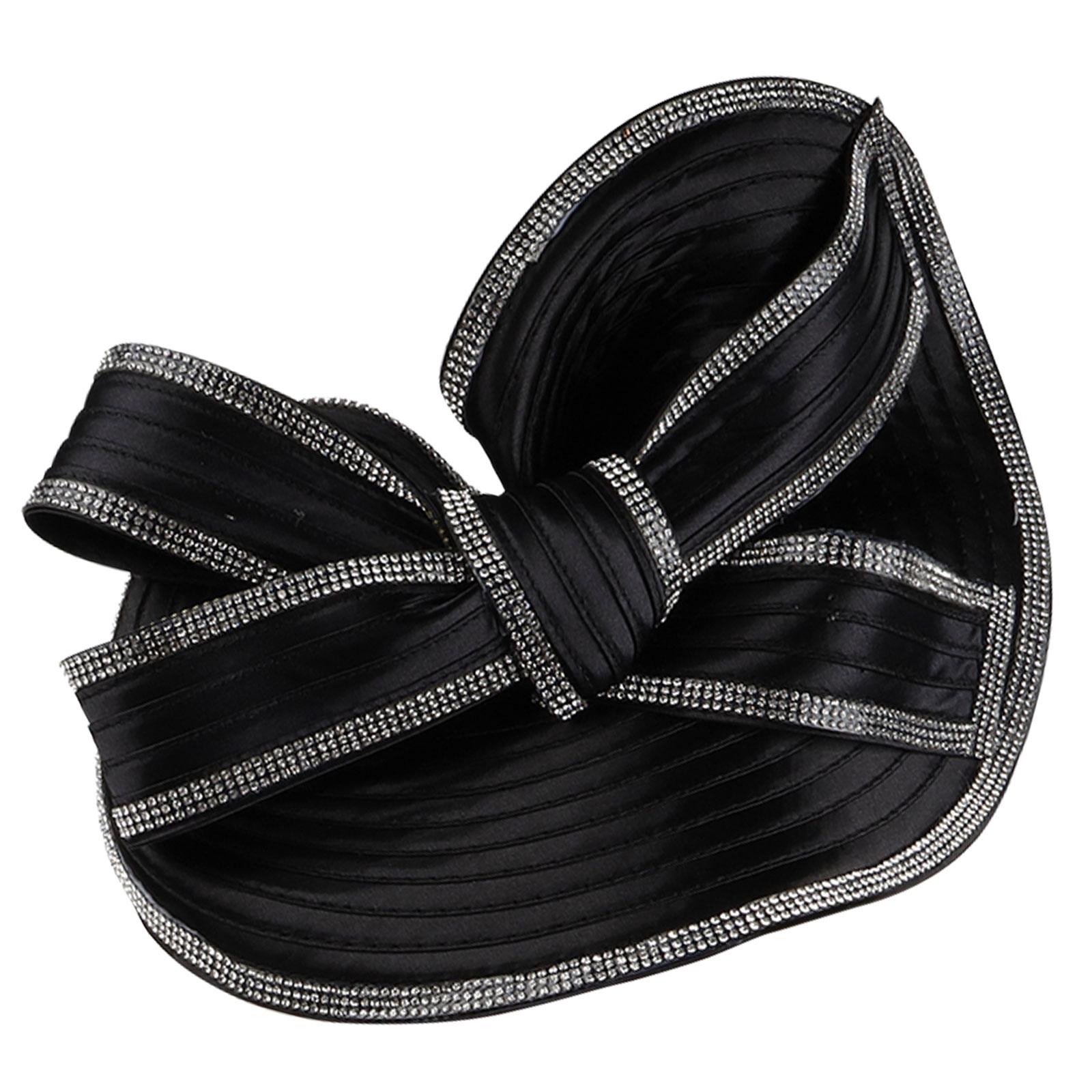 

Rhinestones Bowknot Baptism Hat Fascinator Hat Hairhoop for Horseracing Roleplay Pillbox Hat Teaparty Wedding Bowler Hat чорний