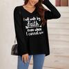 Women's Casual V-Neck Long-Sleeve Printed Letter Sweatshirt