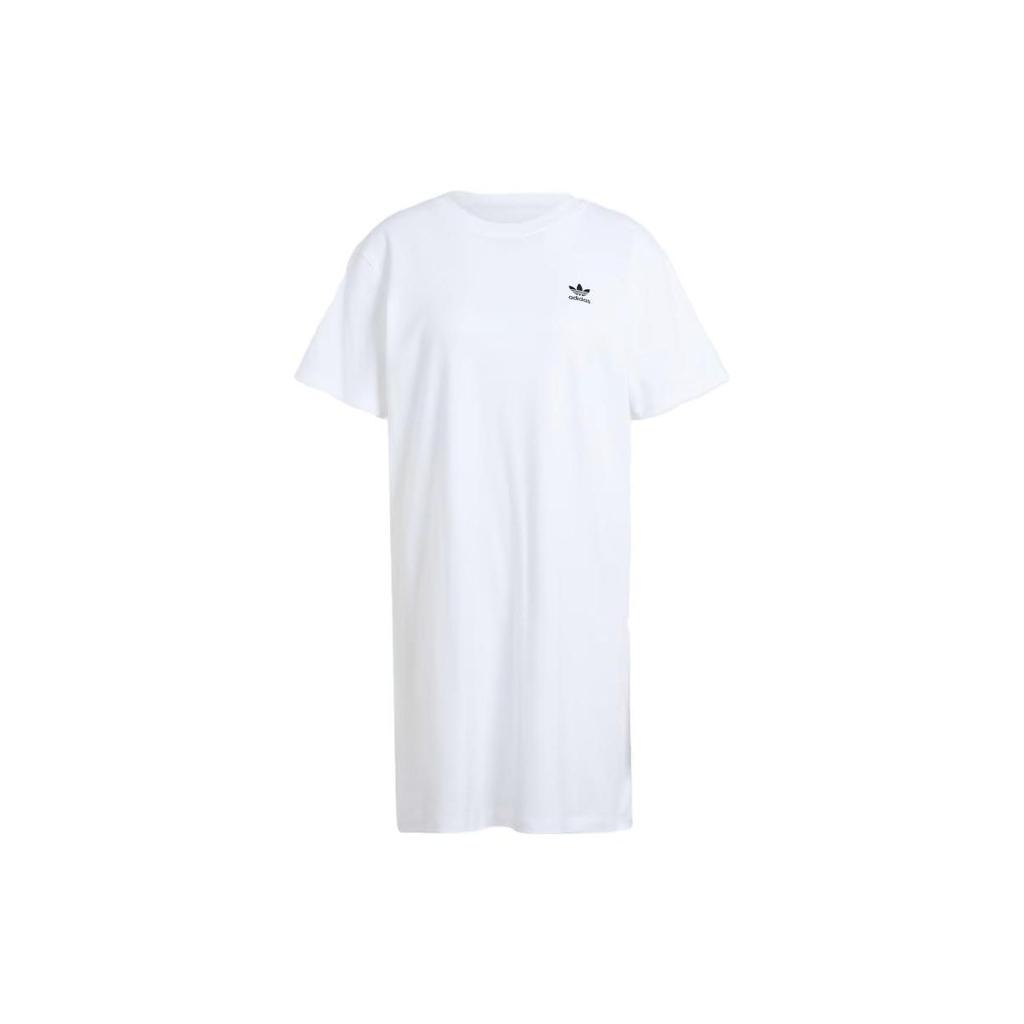 Adidas Originals Trefoil Logo Print Mid-Length Short Sleeve Dress Women Dress White IN8459