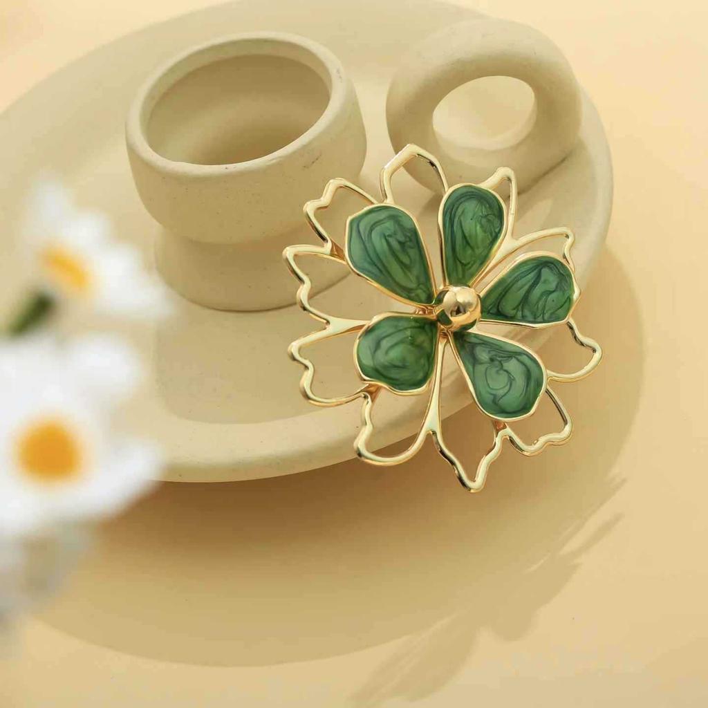 Hot-selling new dripping oil elegant and sweet lotus double-layer hollow three-dimensional flower ring bracelet stud earrings necklace