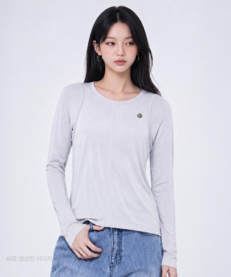 Life Work Women S Slub Layered Long Sleeve T-Shirt Grey/Xs