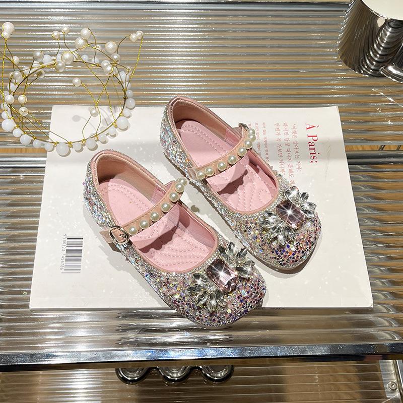 2026 Spring Rhinestone Princess Loafers: Non-slip, Breathable Shoes for Little Girls