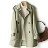 Women's Casual Lapel Double-breasted Windbreaker Jacket Long-sleeved Solid Color Jacket
