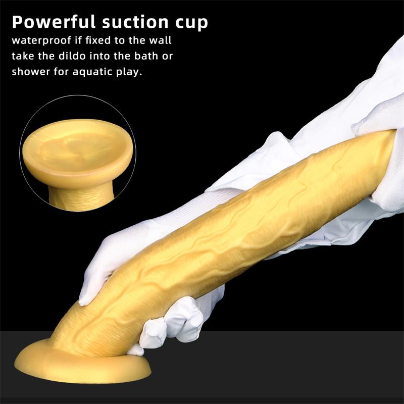 Silicone Eggless Oversized Dildo Oversized Thick and Extra Long Golden Giant Simulated Dildo Stallion Anal Plug