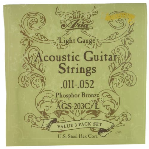 

ARIA Coated Strings (3-Pack) for Acoustic Guitar, Light (AGS-203C L)