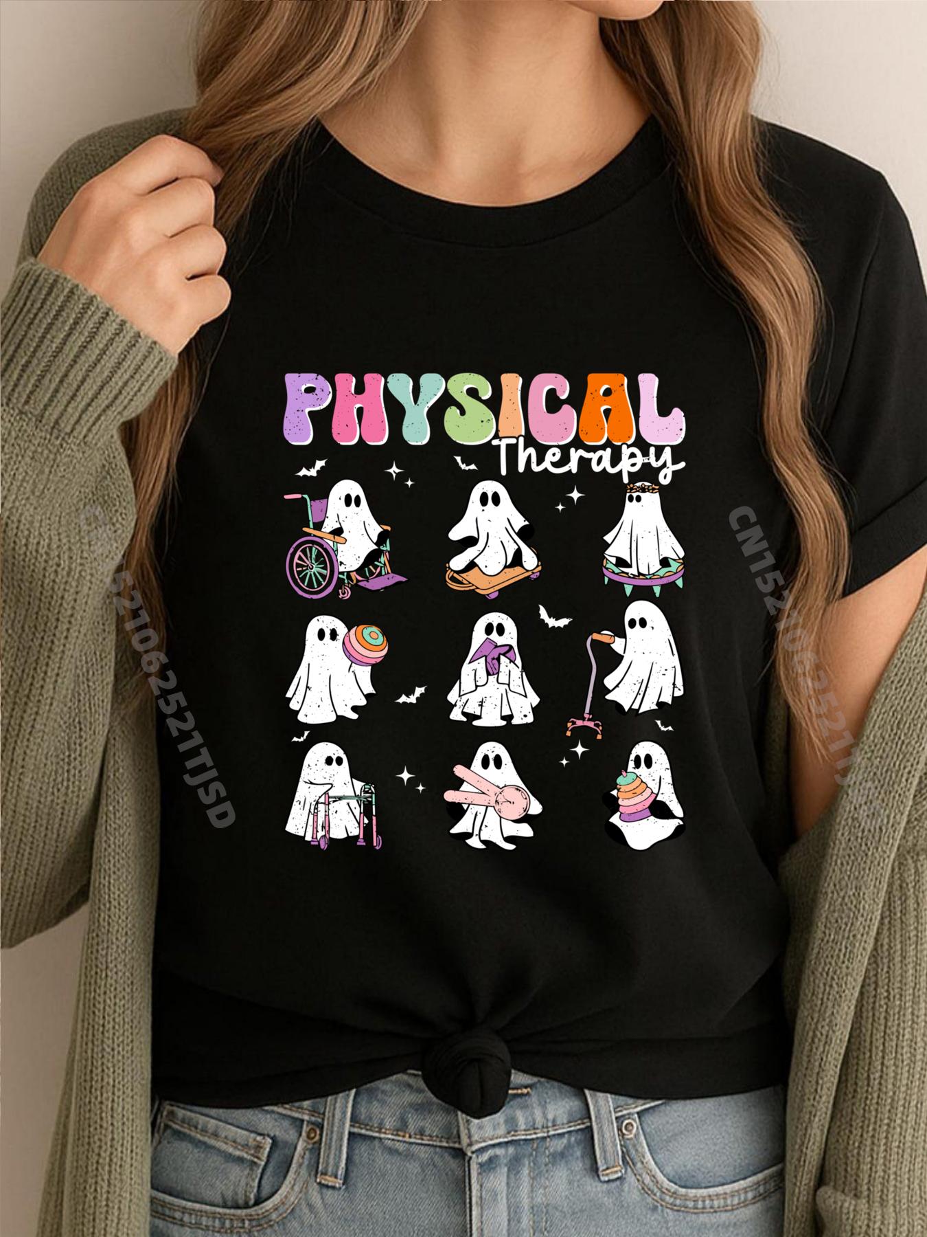 

Ghost Physical Therapy Physical Therapist Halloween Groovy XS Graphic T Shirts Shirts For Woman Vintage 5XL різнокольоровий