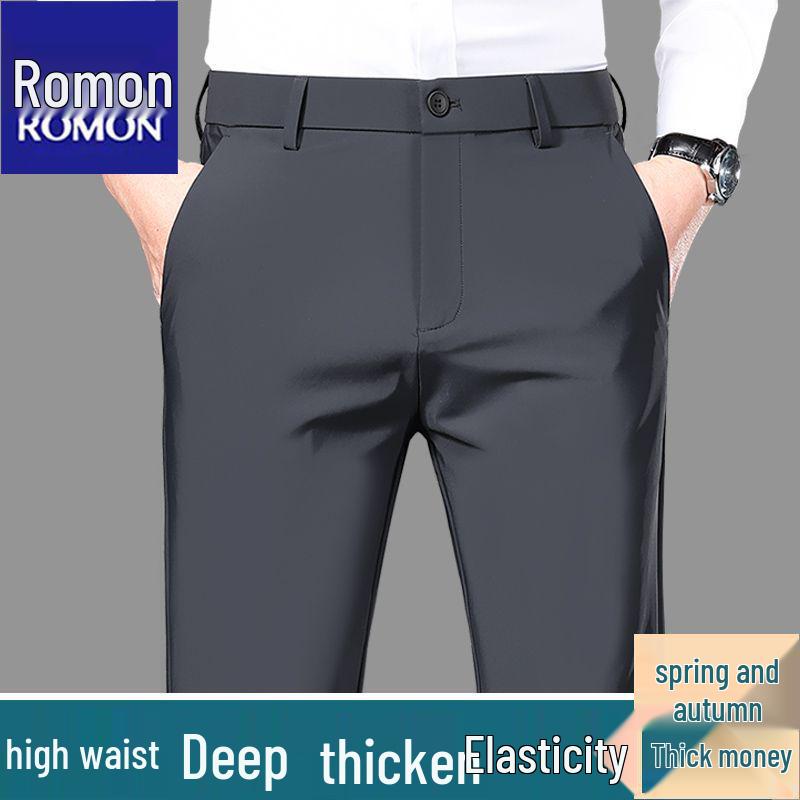 

Мужские осенне-зимние брюки Romon с высокой эластичностью, не требующие глажки, стрейч, прямого кроя Size 34 (27-inch waist)