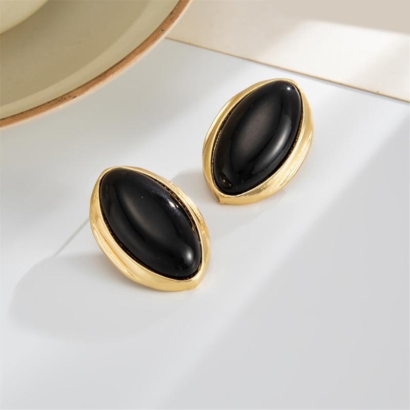 Resin Oval Studs Earrings for Women Geometric Fashion Jewelry Ear Accessories for Casual and Formal Occasions