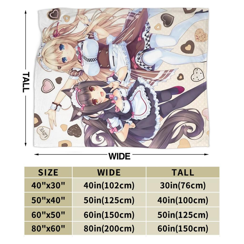 Soft Warm Blanket Picnic Nekopara Cartoon Game Throw Blanket  Flannel Bedspread For Living Room Fashion Sofa Bed Cover
