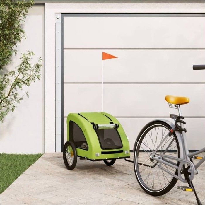 Remorque de vélo pour chien - VIDAXL - Vert - Tissu Oxford imperméable - Cadre en fer durable - 45 kg max