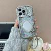 Heart Chain Glitter Rhinestone Mirror Phone Case for iPhone 16/17 Pro Max