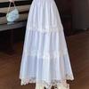 Retro Lace Trim Patchwork Plaid Tiered Cake Skirt for Women - Spring/Summer High-Waist A-Line Full Flared Midi Skirt