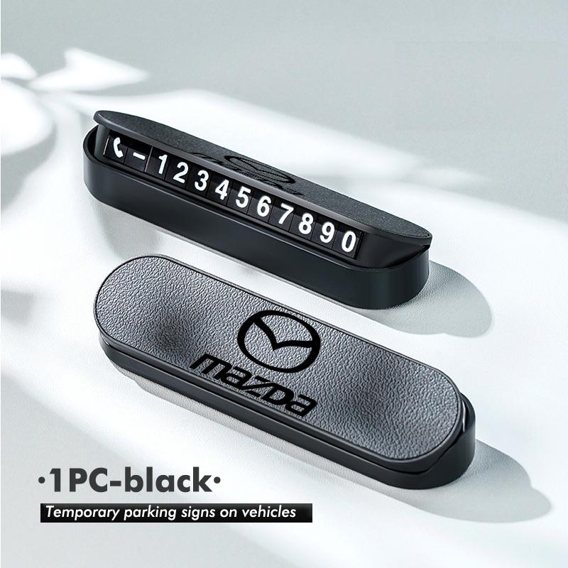 For Mazda Suede Leather Car Temporary Parking Card Phone Number Plate 3 CX3 CX4 CX5 CX7 CX8 CX9 CX30 RX7 Atenza Axela d2