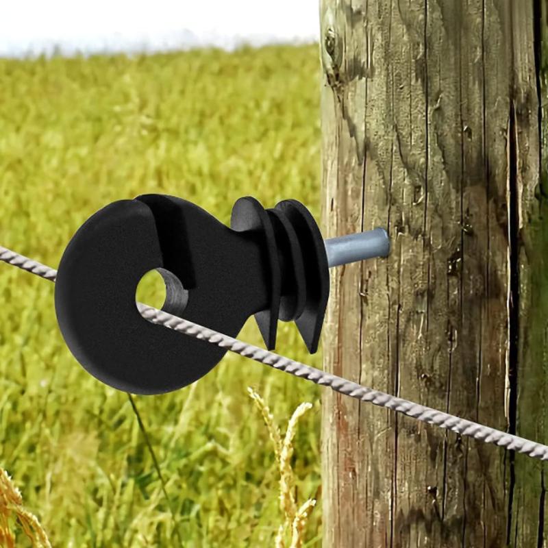 Electric Fencing Trellis Insulator Screw Fence Post Black Insulator Ring Socket Tool Garden Animal Fence Husbandry Accessories