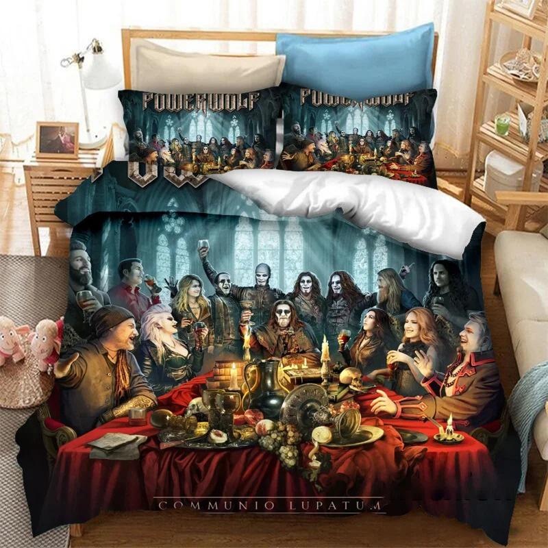 3D-tryck Powerwolf Sängklädesset, Påslakan Täcke Sängset Quiltöverdrag Örngott, King Queen Twin Storlek Pojkar Flickor Vuxna