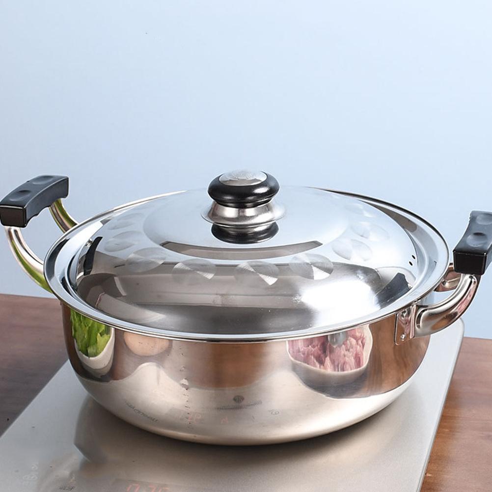 Hotpot Pot Stainless Steel Dual Handle Divided Multi-Function Stockpot Double Flavor Hotpot Cooker for Family Gathering