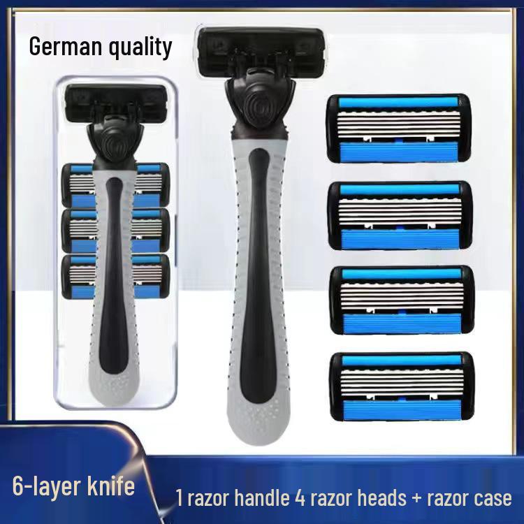 Six-Layer Scratch-Resistant Razor, Waterproof Universal Fit for Gillette, Stainless Steel Blade, High-Quality Men's Full Body Shaver