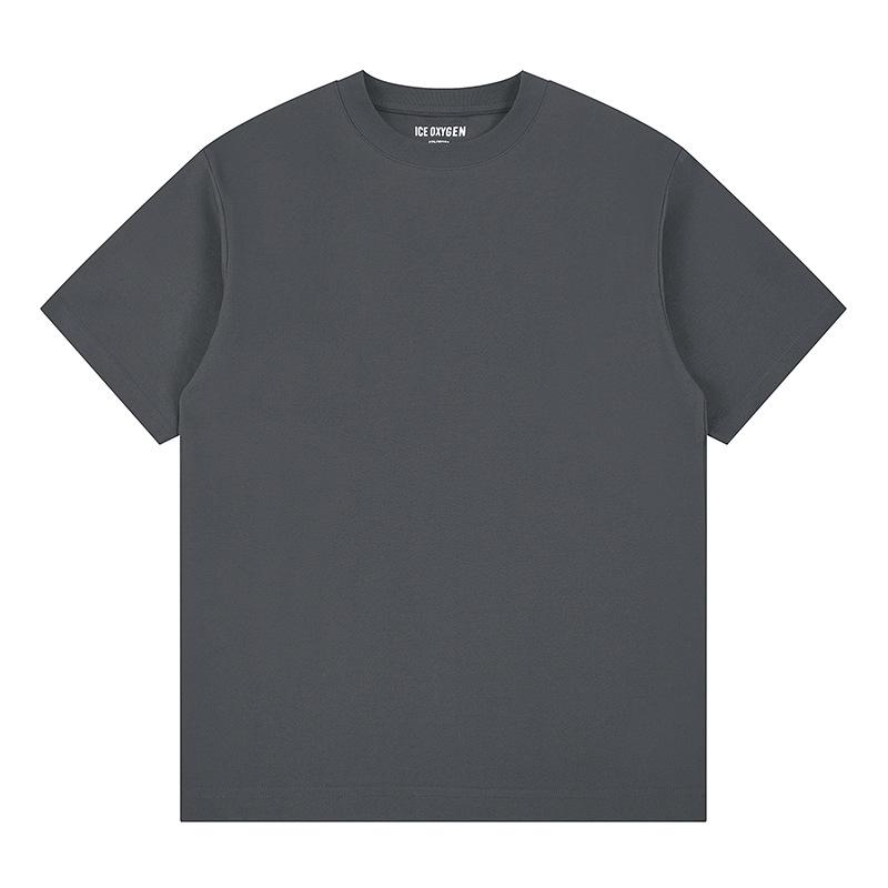 Double-sided Cool Feeling Anti-wrinkle Three-pin Solid Color Shoulder-fall Base Short-sleeved T-shirt for Men and Women