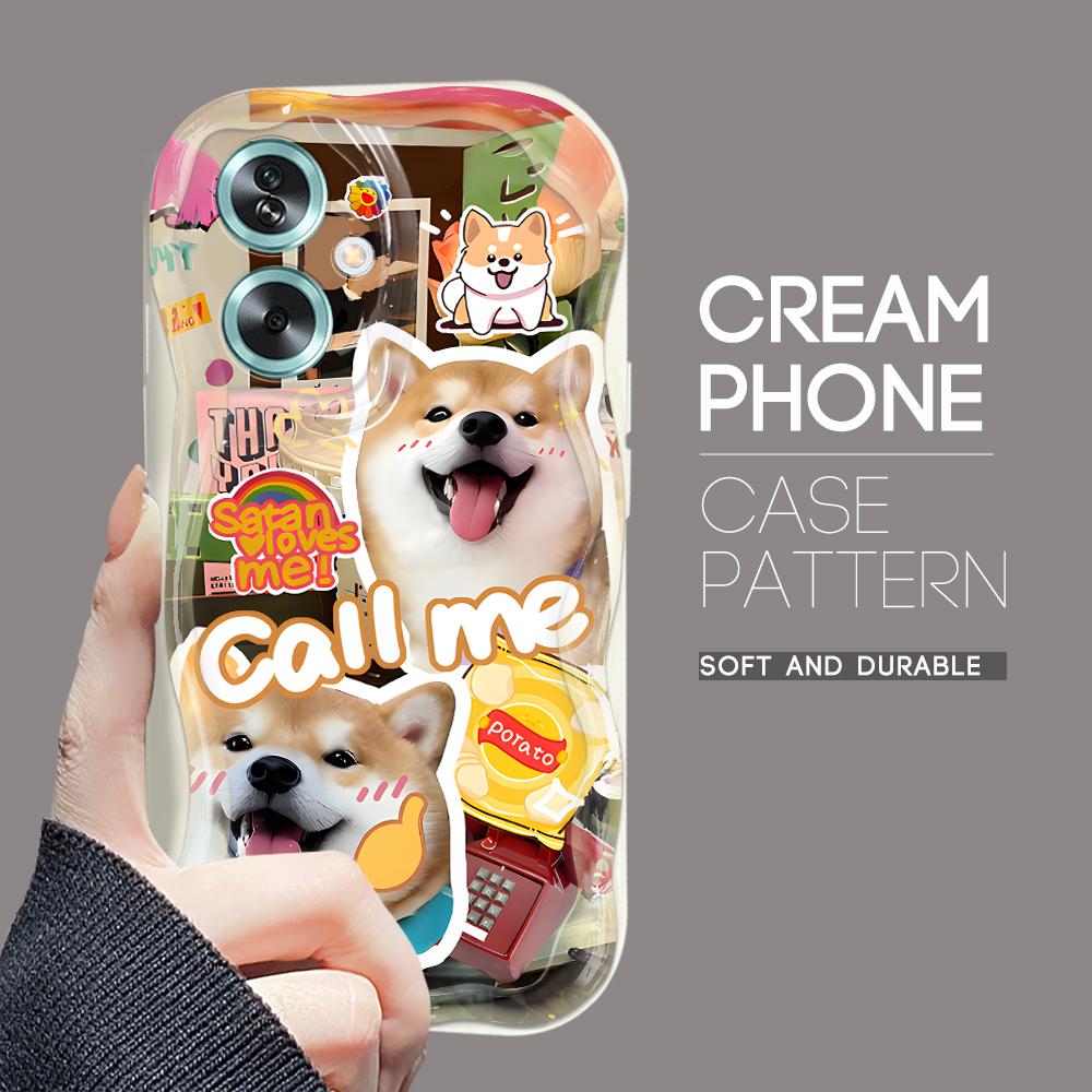 Cute Cartoon Pattern Cream Texture Casing Wavy Edge Soft Silicone Cover Phone Case for OPPO Reno Realme