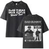 Rapper Bad Bunny Album Print Vintage Washed Short Sleeve TShirt Mens Harajuku Clothes Summer ONeck Comfort Cotton Tees Unisex