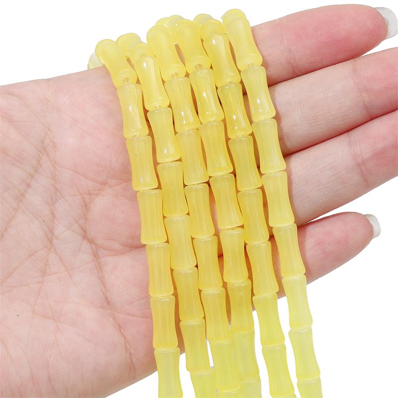 

20 шт., хрустальные стеклянные бусины, имитация нефрита, прямое отверстие, бамбуковое соединение, свободные бусины-разделители для изготовления ювелирных изделий, браслет, ожерелье жёлтый