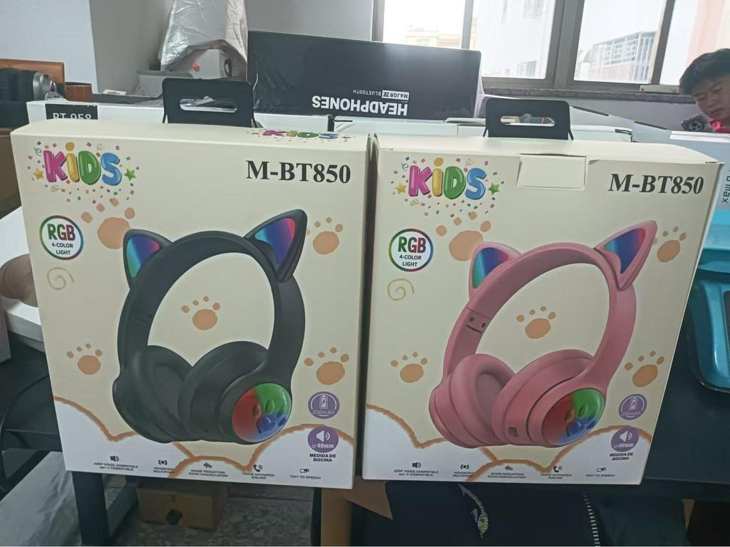 2025 Cat Ear BT850 Gradient Over-Ear Bluetooth Headset: Kids' Wireless Gaming & Streaming