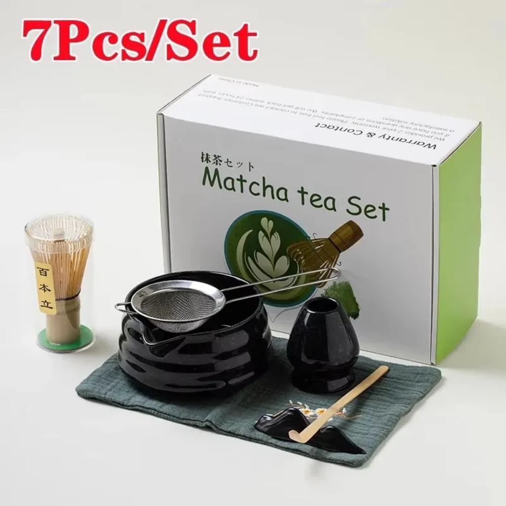 4Pcs 7 Pcs/set Japanese Matcha Blender Set Bamboo Whisk Matcha Brush Teaspoon Kiln Tea Set Beverage Shop Tea-Making Tools