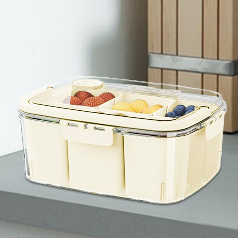 Divided Snack Tray With Lid Sealed Fruit Tray With Lid Portable Charcuterie Sealed Container For Candy Nuts