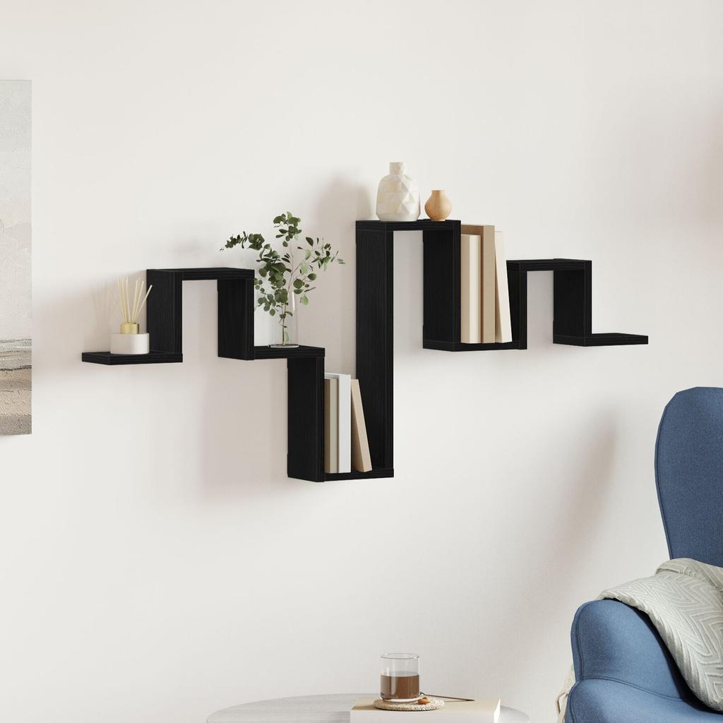 Corner Creative Wave Floating Shelf Wall Shelf, Wood Grain Corner Frame Rustic Wood Wall Hanging, Room Decoration Floating Shelf 104.5x10x43 cm