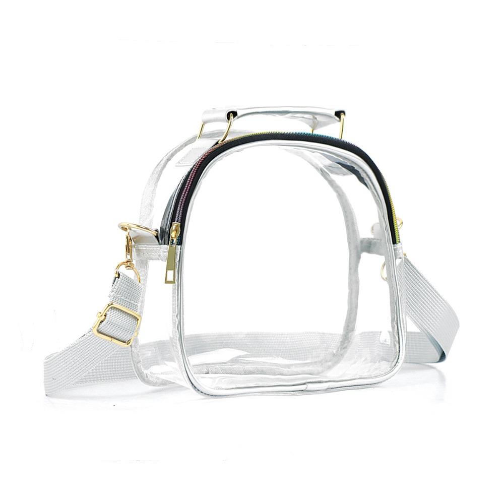 

Large Capacity Clear Tote Bag Waterproof Women Shoulder Bag Cosmetic Storage серебряный