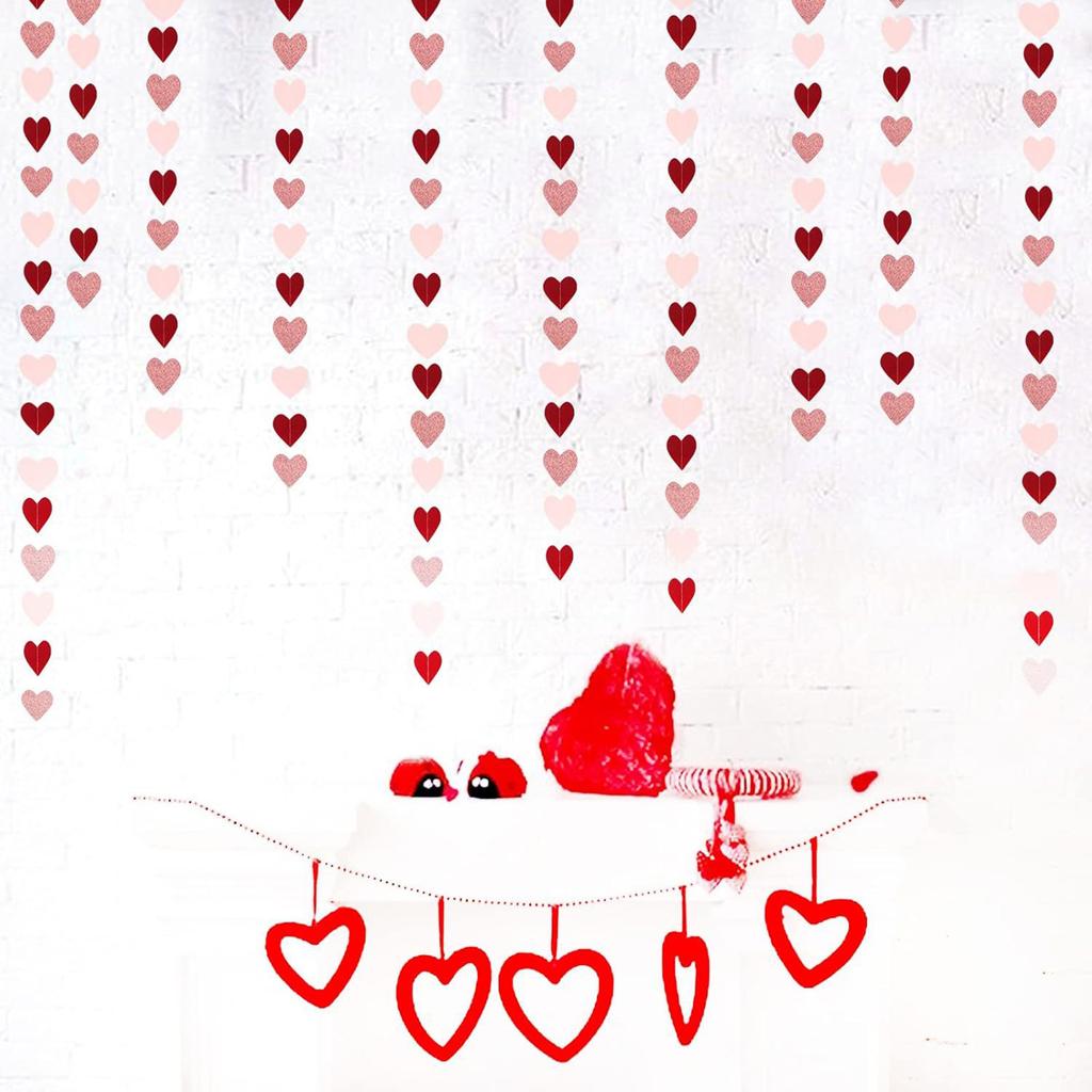 Paper Heart-shaped Wreath - Hanging Ribbon, Suitable For Valentine's Day, Anniversaries, Bridal Showers, Engagements, And Wedding Decorations.