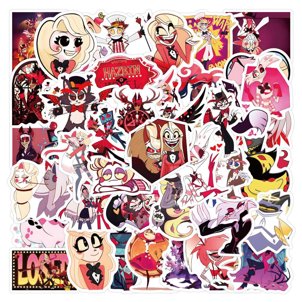 60 Hazbin Hotel Cartoon Stickers – Waterproof for Journals, Water Bottles, Laptops