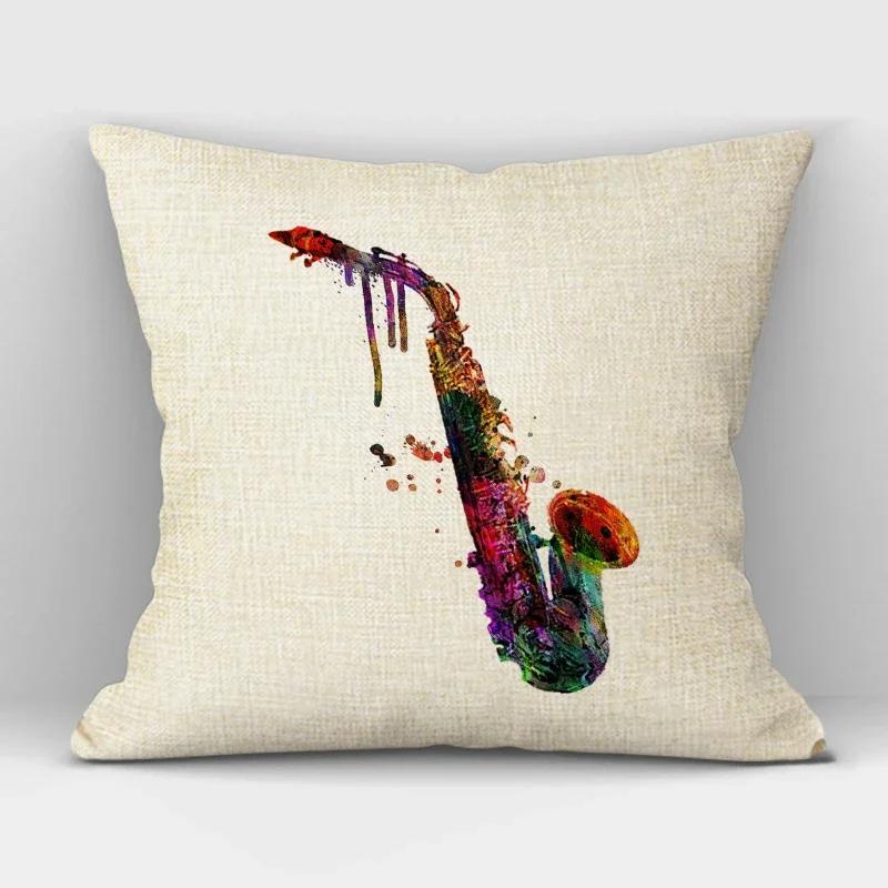 1Pcs/Set Music Series Printed High Qulity Linen Decorative Pillow Case Black White Cushion Cover Car Seat Sofa Decor 45X45Cm