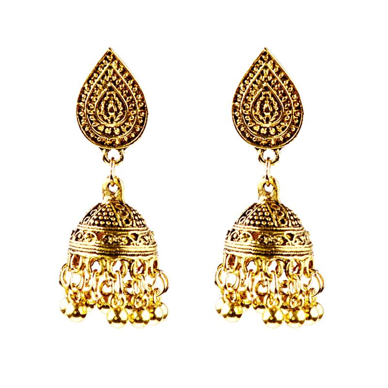 Indisk Jhumka Gypsy Zircon Boho Vintage Etnisk Dame Øredobber Hul Hengende Øredobber For Kvinner boucle d’oreille 2020