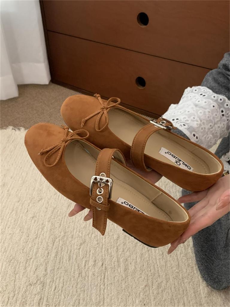 Fashion IPPEUM Velvet Ballet Flats Round Toe Buckle Mary Jane Shoes 2025 New Summer Ballerinas Zapatos Mujer