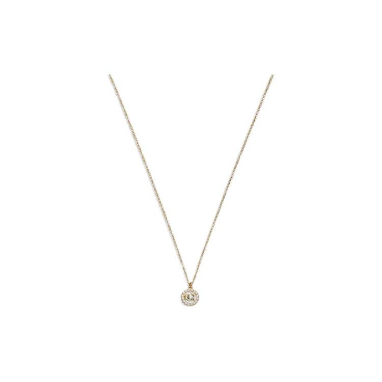Coach Logo Pearl Pendant Copper Necklace Women necklace Gold CG162-GLD Basic Packaging-Box Not Included,F,Gold