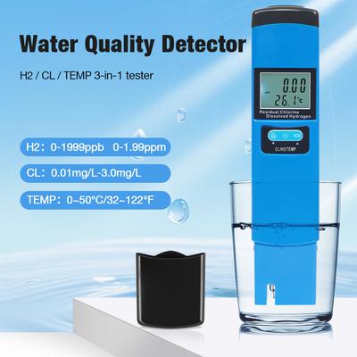 Testador Portátil de Qualidade da Água Função 3 em 1 Testador ORP/CL/H2/TEMP Medidor LCD Digital Detector de Água para Água Potável Piscina