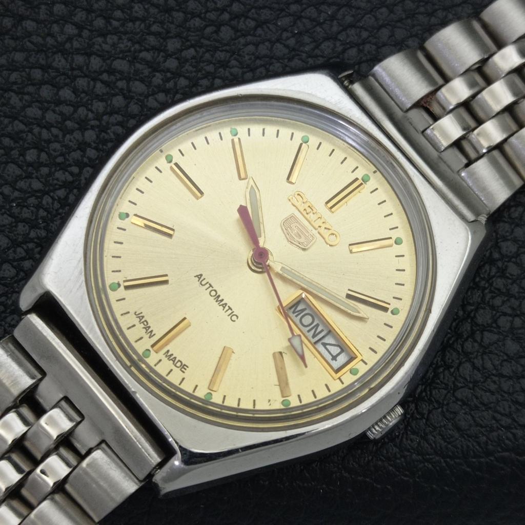 GENUINE VINTAGE SEIKO 5 AUTOMATIC 6309A JAPAN MENS GOLDEN DIAL WATCH A702603-1 R209-a702603