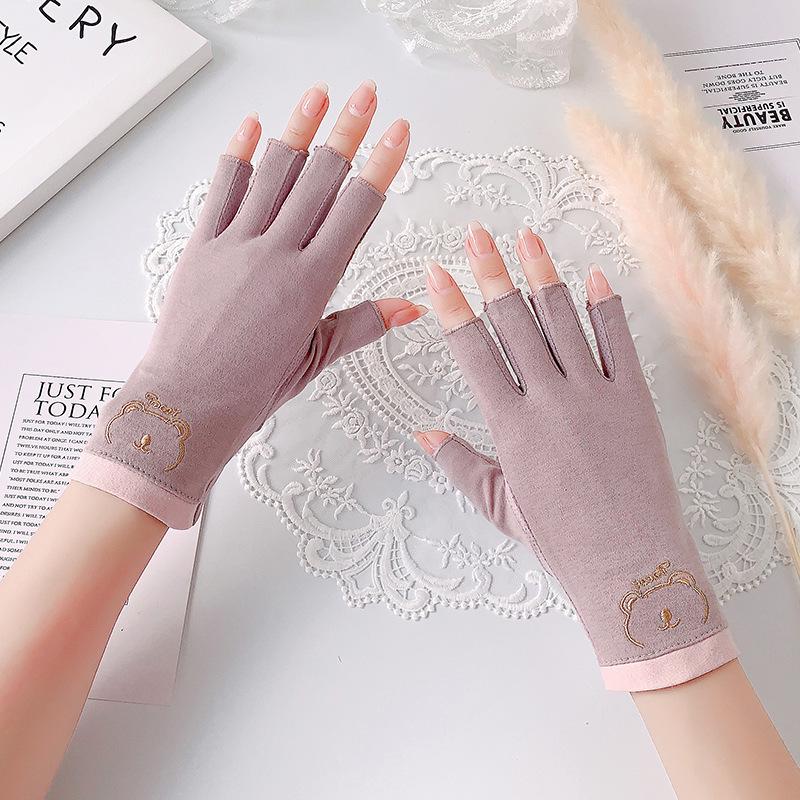 Women's UV-Protection Fingerless Gloves for Driving & Cycling - Non-Slip, Breathable, Half-Finger Design
