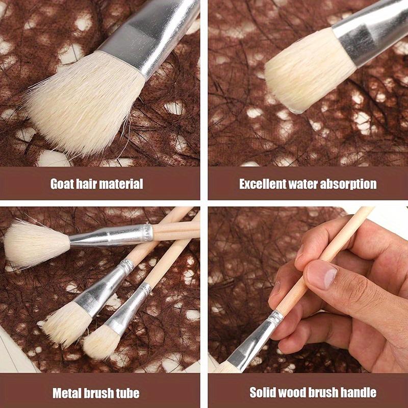 7pcs Acrylic Paint Brush Set Wooden Pottery Glaze Brushes Art Paintbrush Glaze Brushes Glaze Brushes Ceramic Watercolor Brushes Kit for Craft Painting