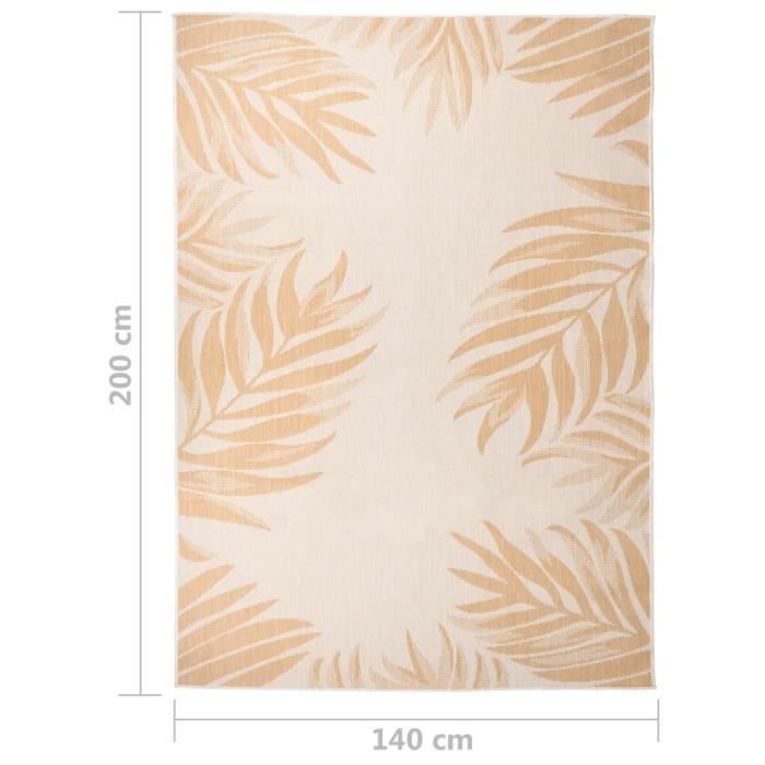 VidaXL Outdoor Flatweave Rug 140x200 Cm Leaf Pattern